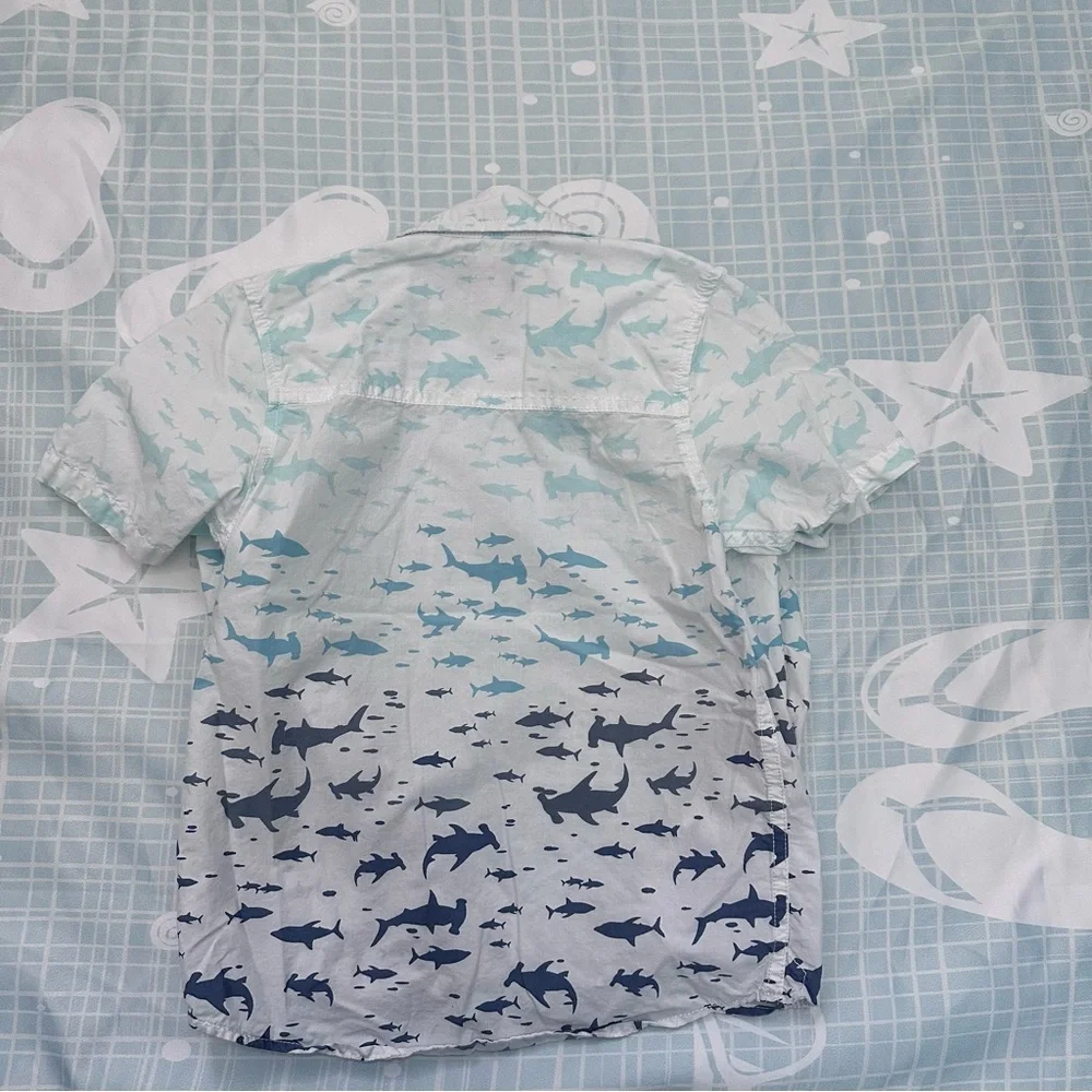 OshKosh B'gosh Kids Shark Print Shirt - Blue and White